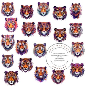 Tiger Clipart PNG Stickers: Digital Planner Goodnotes Files (Digital Download)