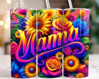 Floral Mom Tumbler PNG: Muttertag Sublimationsdesign (Digitaler Download)