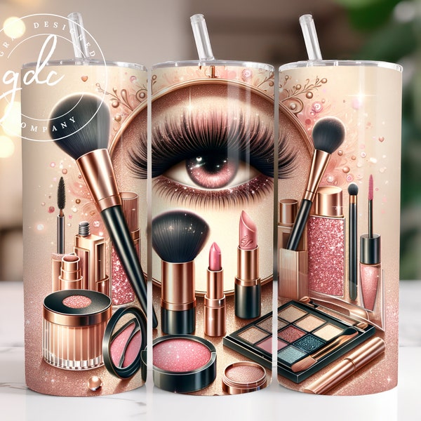 Makeup Tumbler PNG | Makeup Artist Tumbler Wrap Png, Cosmetologist Tumbler Sublimation Design, 20oz Skinny Tumbler PNG, Makeup Artist