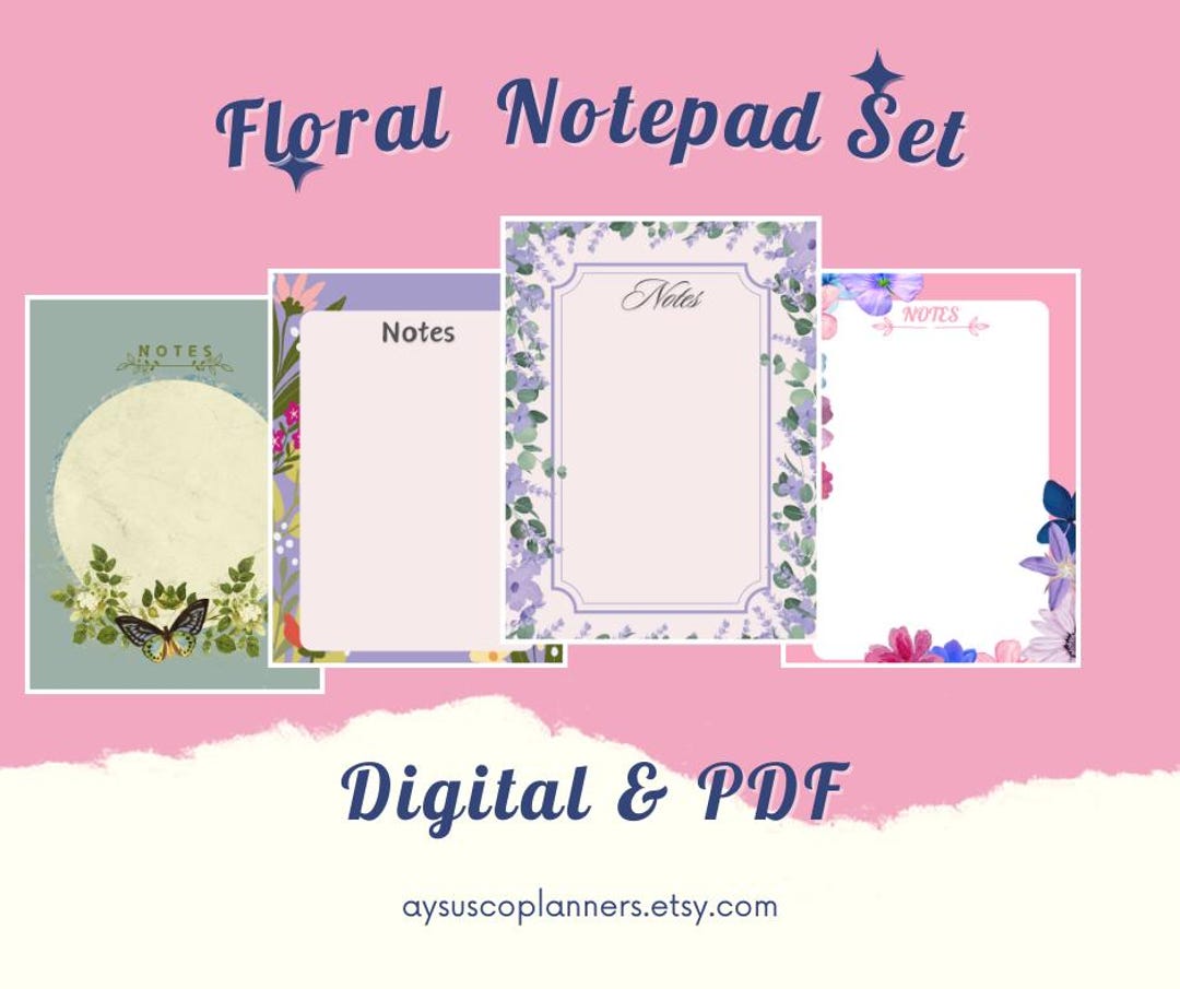 Floral Digital Notepad Set | PDF | Instant Download & Edit - Etsy