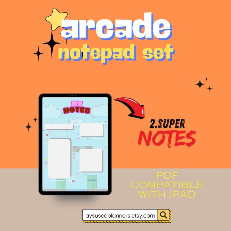 Arcade Digital Memo | Notepad | PDF & Compatible With iPad | Tablet - Etsy