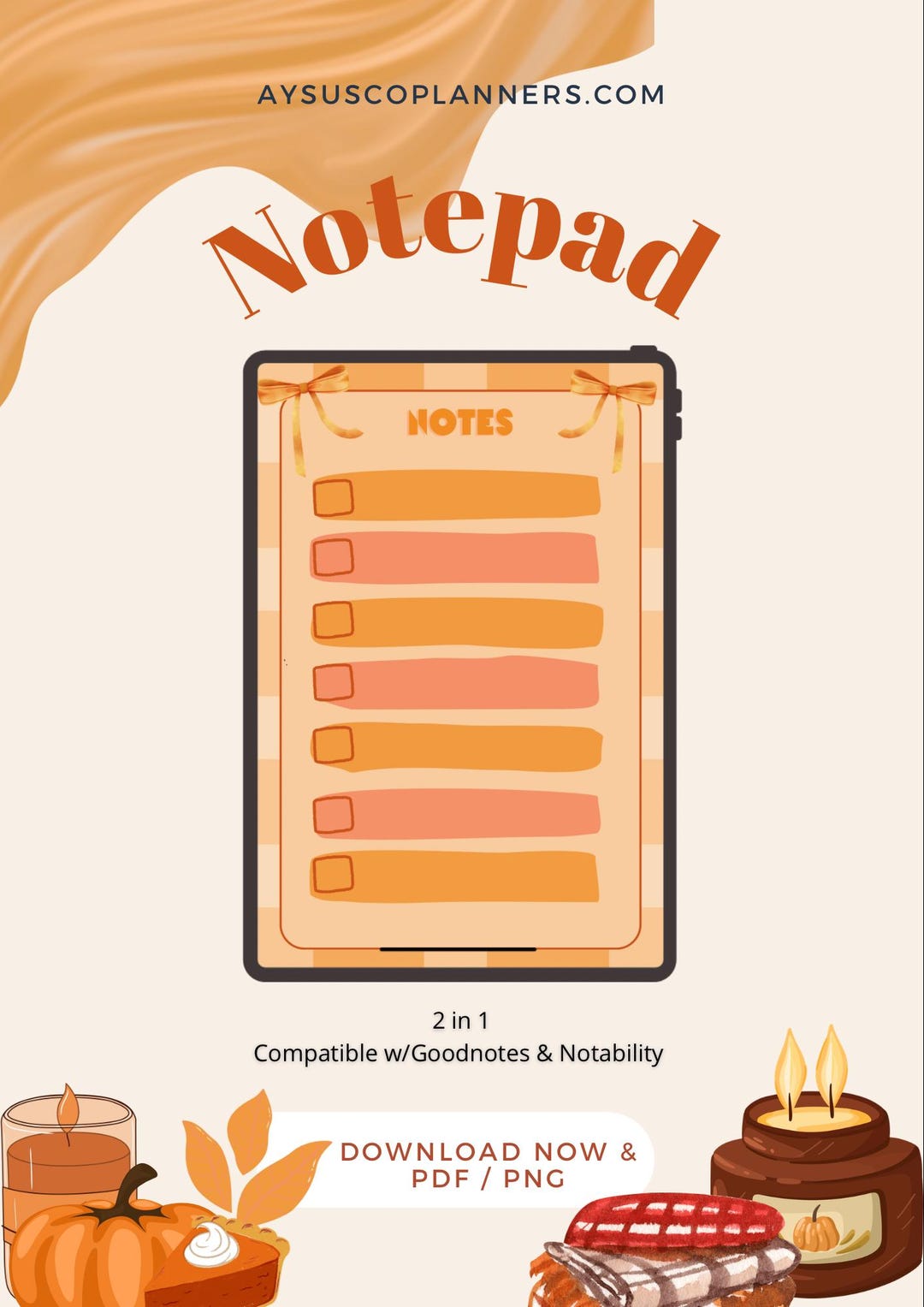 Digital Printable Autumn Notepad | Instant Download & PDF - Etsy