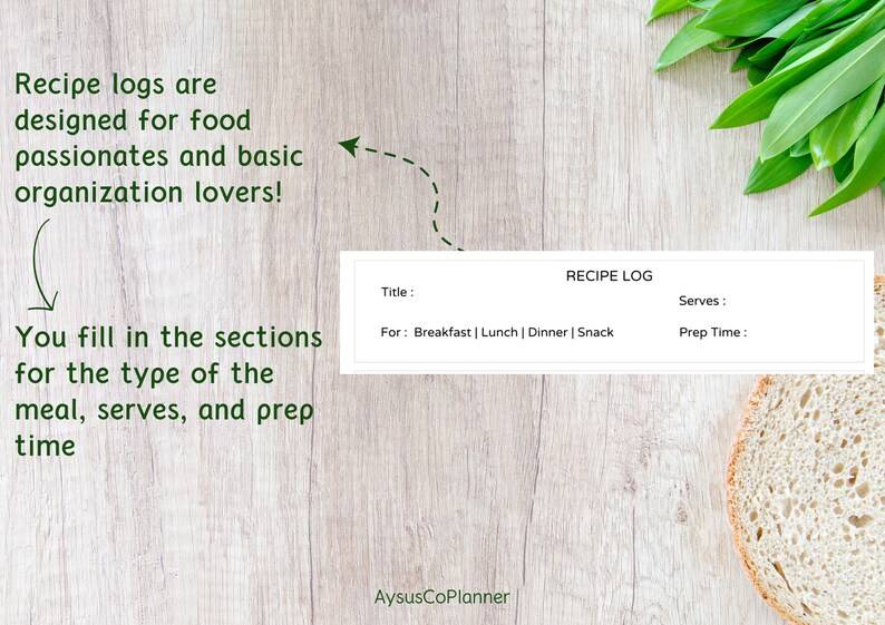 Recipe Log Printable Download PDF & PNG - Etsy