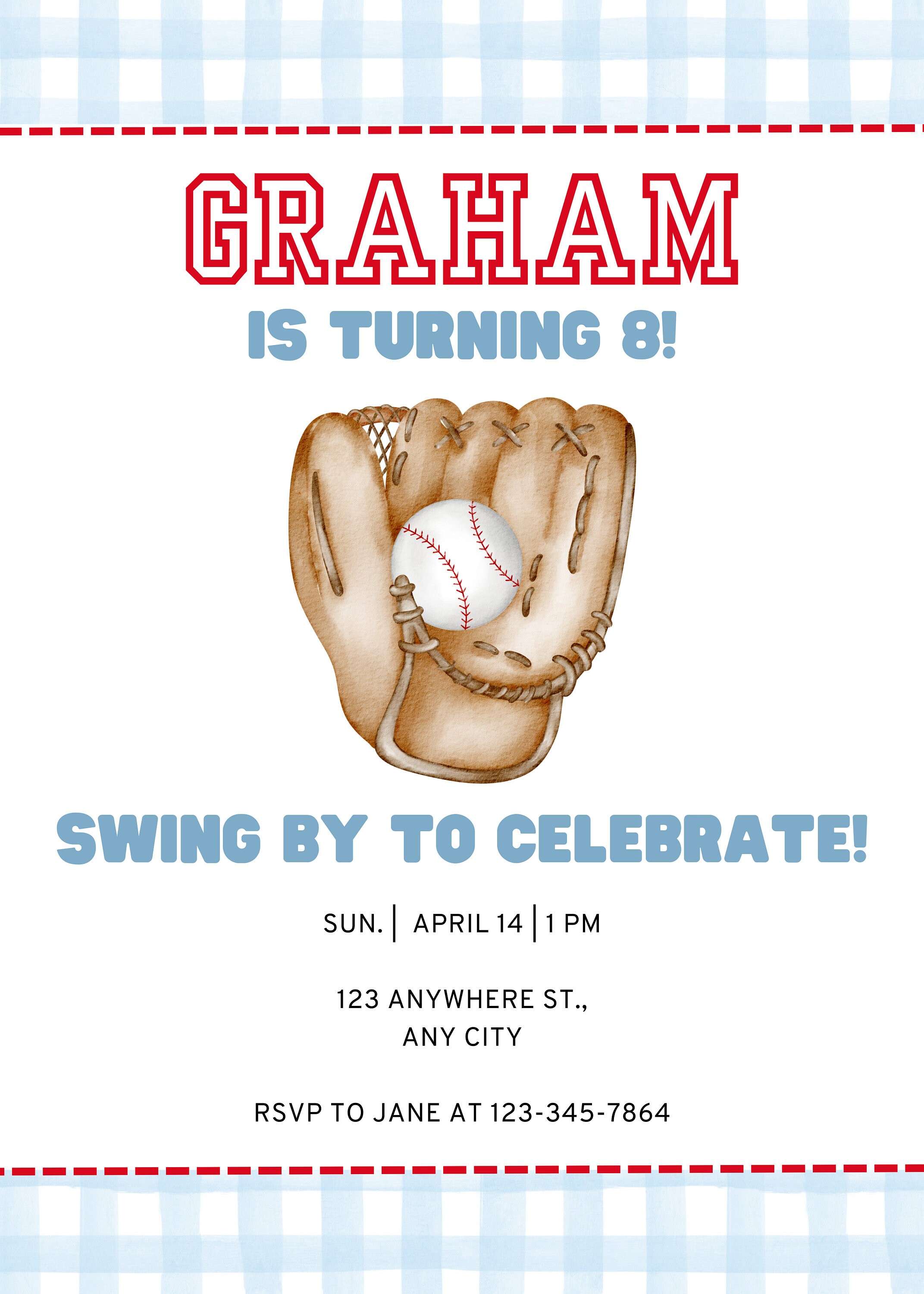 Custom Printable Watercolor Baseball Invitation | Simple Baseball ...