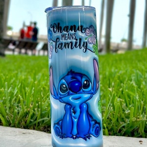 Stitch tumbler 20 oz, Personalized tumbler with straw, Disney tumbler, Coffee tumbler, 3D skinny tumbler