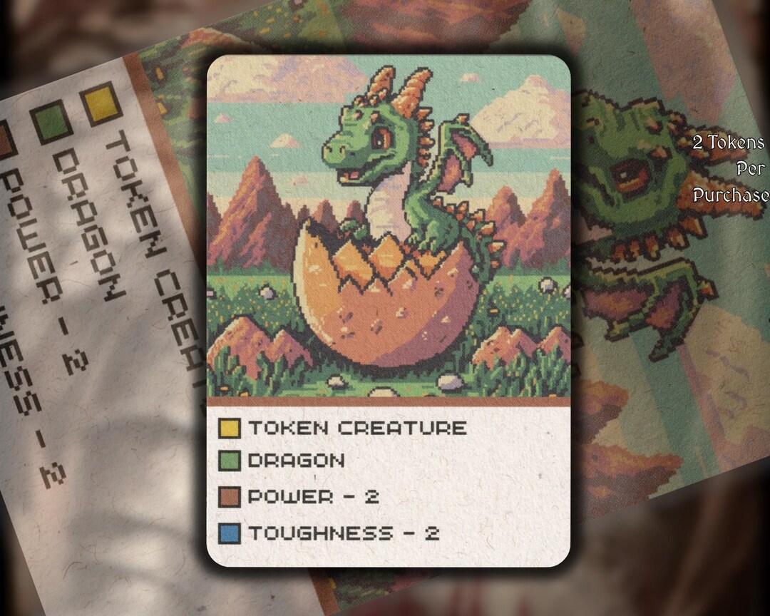 2x Tokens 2x Dragon MTG Token: Retro Pixel Art - Etsy