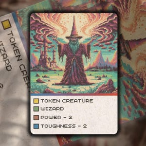2x Wizard MTG Token: Retro Pixel Art