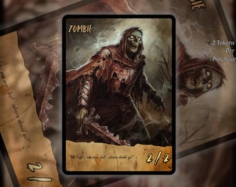 2x Zombie MTG Token: Old Scroll Art