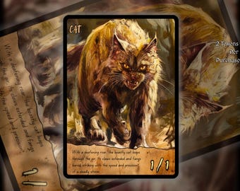 2x Cat MTG Token: Old Scroll Art