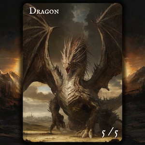 Dragon MTG Token x3 , Painted