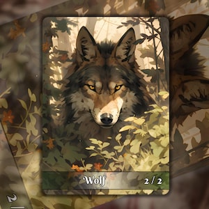 2x Wolf MTG Token, Anime Art