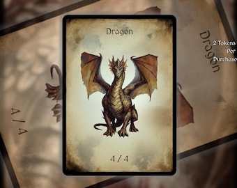 2x Dragon MTG Token: Minimalist Art