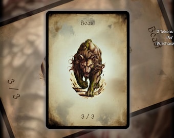 2x Beast MTG Token: Minimalist Art