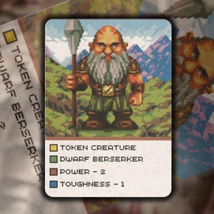 2x Dwarf Berserker MTG Token: Retro Pixel Art