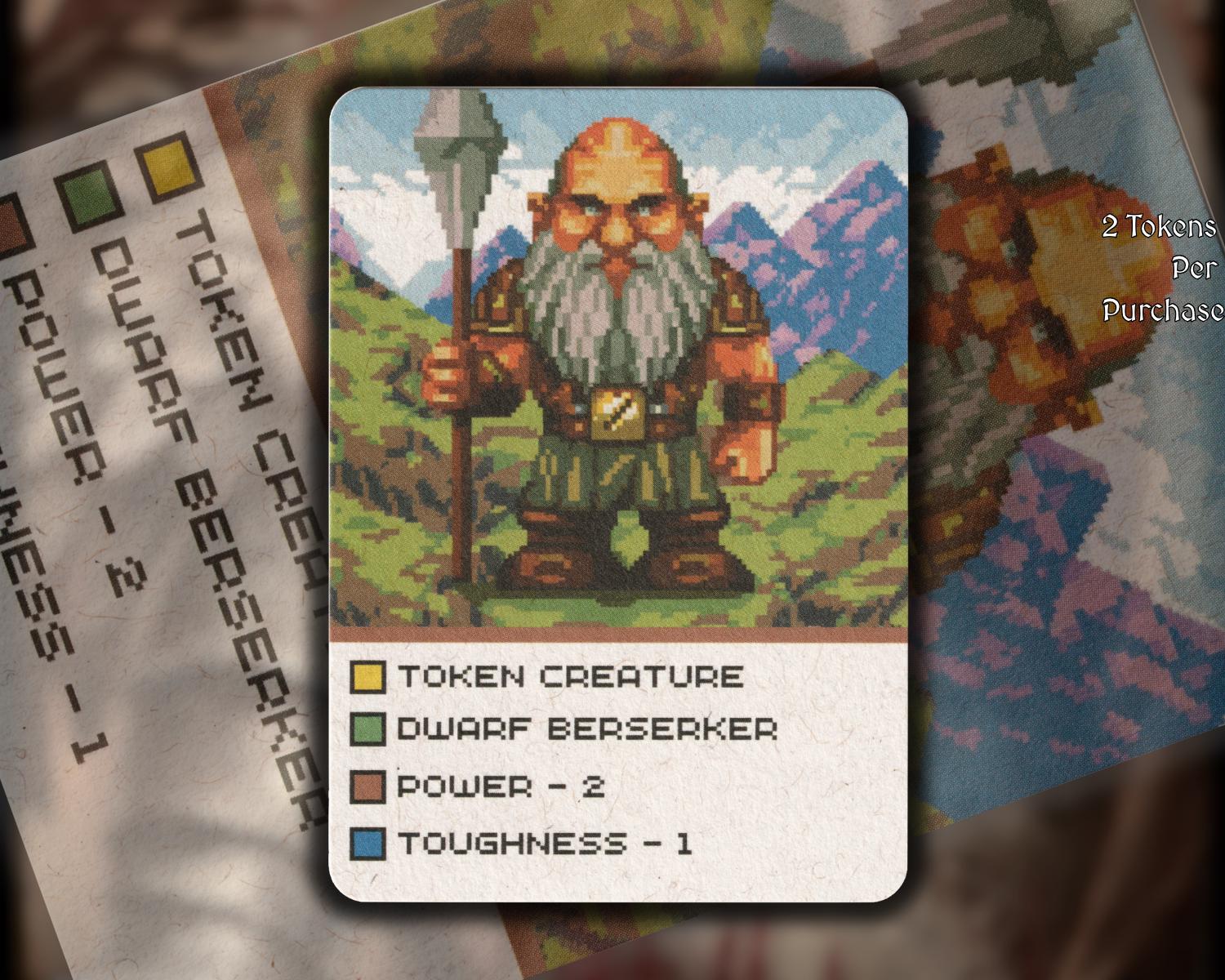 2x Tokens 2x Dwarf Berserker MTG Token: Retro Pixel Art - Etsy