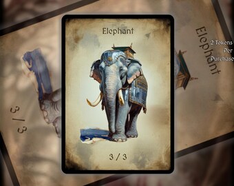 2x Elephant MTG Token: Minimalist Art