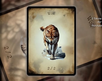 2x Wolf MTG Token: Minimalist Art