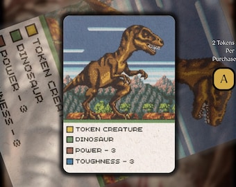 2x Dinosaur MTG Token: Retro Pixel Art