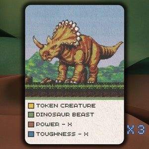 Dinosaur Beast MTG Token x3 Retro