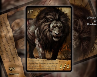2x Cat MTG Token: Old Scroll Art