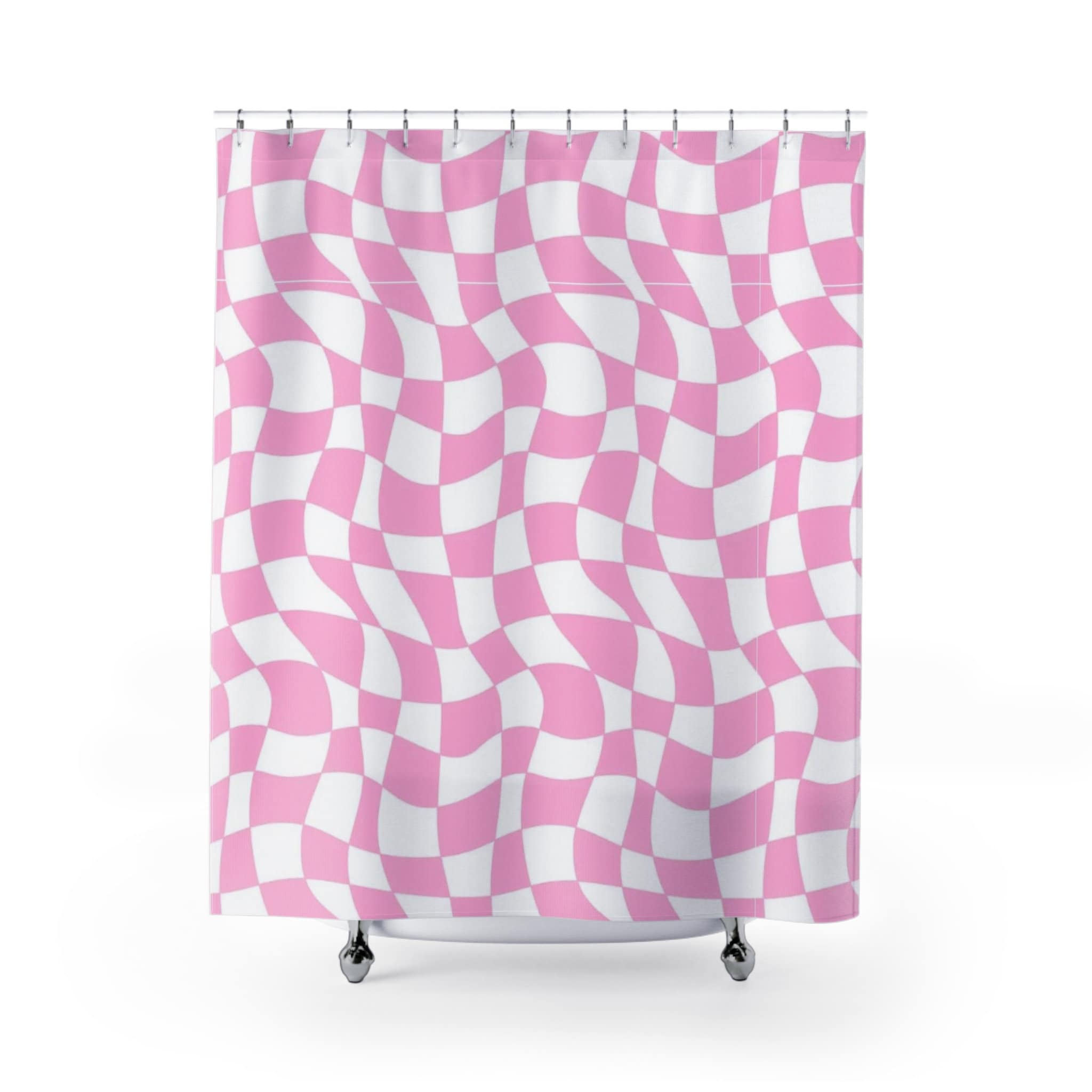 Pink Retro Shower Curtain, Retro Shower Curtain, Groovy Shower Curtain ...