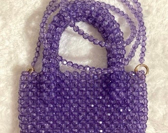 Crystal Bead Bag, Colorful Crystal Bag, Handle Bag, Crossbody Beaded Bag