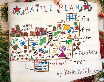 Strijdplan kerstfilm | PNG | Handgetekende strijdplannen | Kevin en de natte bandieten | McCallister | Shirt kerstfeest png