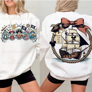 2 side Yo Ho Yo Ho A Pirate's Life for Me Png, Mickey & Friends Disney Pirates Png, Family Pirates of the Caribbean, Disney Cruise Png
