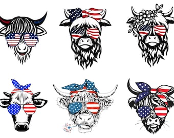 Bundle 4th July Heifer SVG PNG, Retro Fourth of July Svg, Funny 4th Of July Svg ,Cricut Svg, Cute Western Cow Png, Independence Day