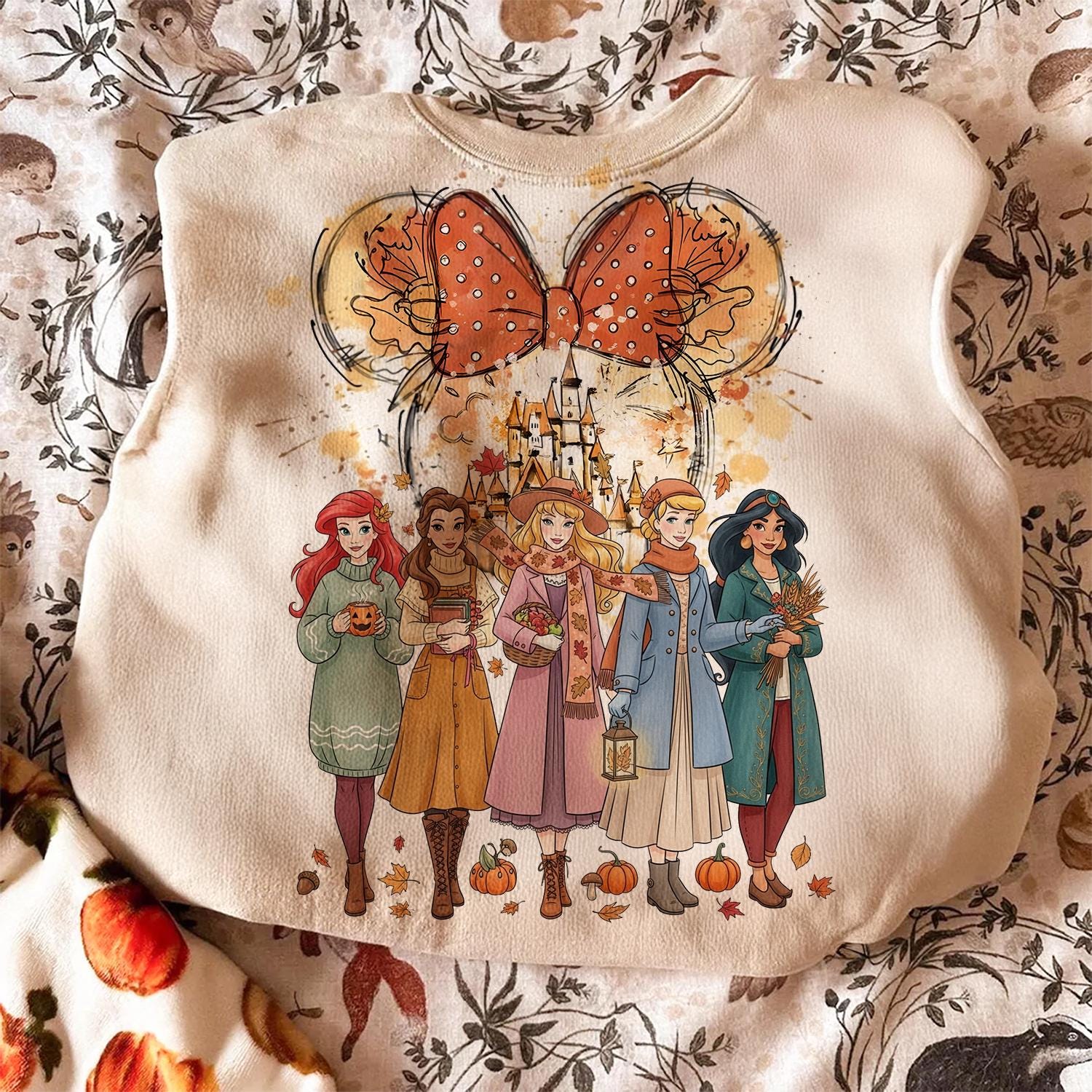 Princess Fall Pattern Background Cartoon Princess Fall Png, Fall Pumpkin Png, Fall Vibes Png, Pumpkin ...