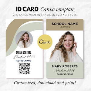 Printable Name Card template I Diy Badge Label I Badge I Editable in Canva I Student I Employee I Teacher I Work id badge I School id