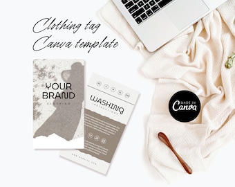 Editable Clothing Tag Template | Custom Clothing Tags | Printable Hang Tag | Tagless Labels | Garment Care Tag | Fashion Hang Tags