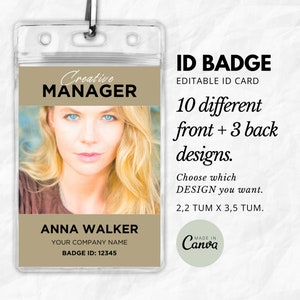 Employee badge template I teacher id card template I employee id card I homeschool id card I student id card template I custom id badge card