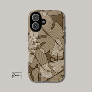 Brown Leaves Phone Case Tropical Leaves Phone Cover for iPhone 16 15 14 13 12 SE Max Pro, Samsung Galaxy S24 S23 S22 Gift PlantLover