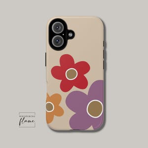 Minimalist Flower Phone Case Retro Floral Phone Colorful Cover for iPhone 16 15 14 13 12 11 SE Max Pro, Samsung Galaxy S24 S23, Gift for Her
