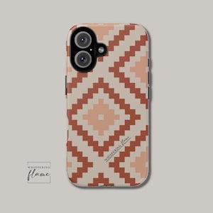 Boho Neutral Aztec Phone Case, Tribal Pattern Phone Cover, Ethnic Design, Durable Geometric Phone Cover, iPhone 16 15 14 13 Samsung Galaxy