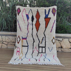 Luxurious Handwoven Wool Moroccan Rug - Soft Ivory Texture for Home Decor, Handmade Rug, White Rug, Moroccan Carpet, Beni Ourain Rug