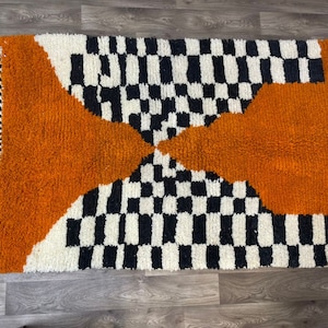 Amazing Moroccan Orange Rug Hand Knotted Rug Handmade, Custom Fabulous Boujad Rug, Authentic Moroccan Rug, Custom Area Rug, Orange rug