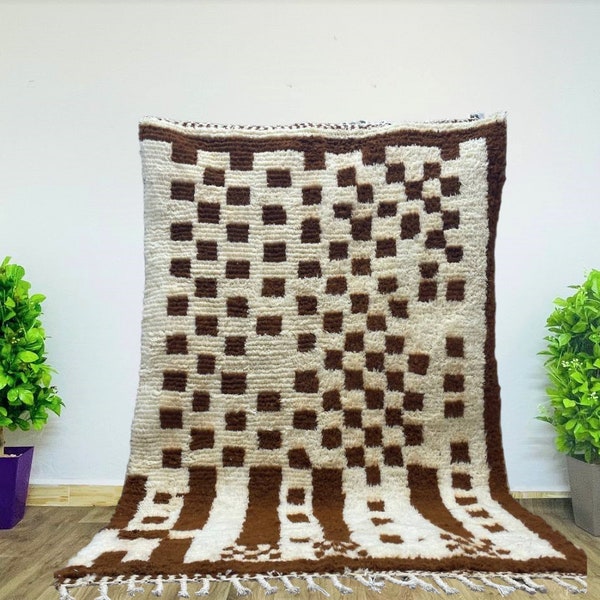 One-of-a-Kind Custom Moroccan Beni Rug: Handcrafted Berber Beauty for Your Bedroom