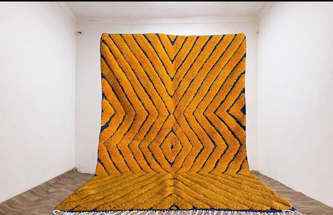 Hand Tufted Rug Irregular Shaped Orange Rug Rugs for Living Room ...
