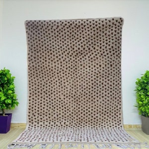 Moroccan grid rug - Handmade berber rug - Custom area rug - Beni ourain rug brown - berber rug dots - Moroccan rug - Brown rug wool