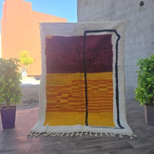 Orange Beni ourain rug, Authentic Moroccan rug, Genuine Wool rug, Handmade rug, Beni ourain style, Area rug, Tapis berbere, Teppich