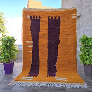 Beni ourain rug, Authentic Moroccan rug, orange carpet, Genuine Wool rug, Handmade rug, Beni ourain style, Area rug, Tapis berbere, Teppich