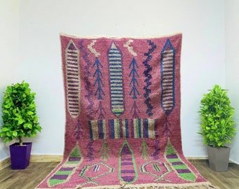 Magnifique tapis de chambre à coucher, tapis marocain en laine pour le salon, tapis de course berbère personnalisé, tapis fait main 8 x 10,
