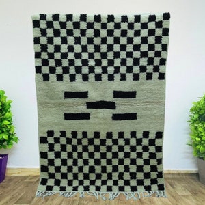 Berber Area Rug, Handmade Moroccan Carpet, Authentic Hand Knotted Rug, Tribal Home Decor.