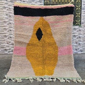 Moroccan rug minimalist striped design - Beni ourain rug - Handmade berber rug - Custom size rug - Wool area rug - Living room rugs