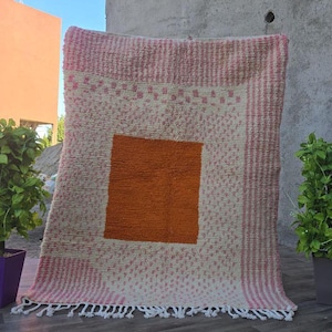 Moroccan area rug Pink - Beni ourain rug Pink - Handmade rug - Moroccan rug - Beni ourain rug - Berber rug - Minimalist rug - Wool area rug
