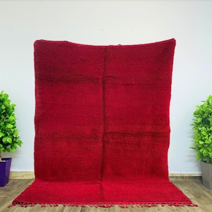 Handmade Red Wool Rug - Berber Carpet, Abstract Design, Moroccan Inspired,Morocco Rug, Teppich Rug, Carpet, RED Wool Rug Living Room