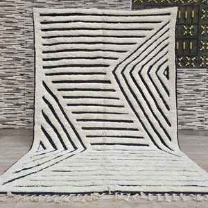 HAND TUFTED RUG, Gorgeous Beni Ourain Rug, berber Moroccan Rug, Wool Beni Rug, Handmade Shag Rug, High-Quality Wool White Rug, custom rug