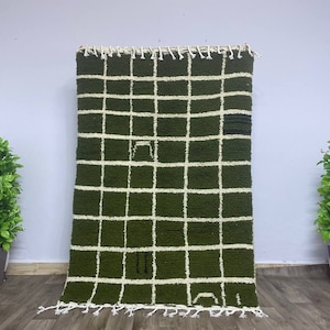 Moroccan rug green - Handmade rug - Moroccan berber rug - Beni ourain rug - Morocco rug - Moroccan area rug - Custom green rug - Wool rug
